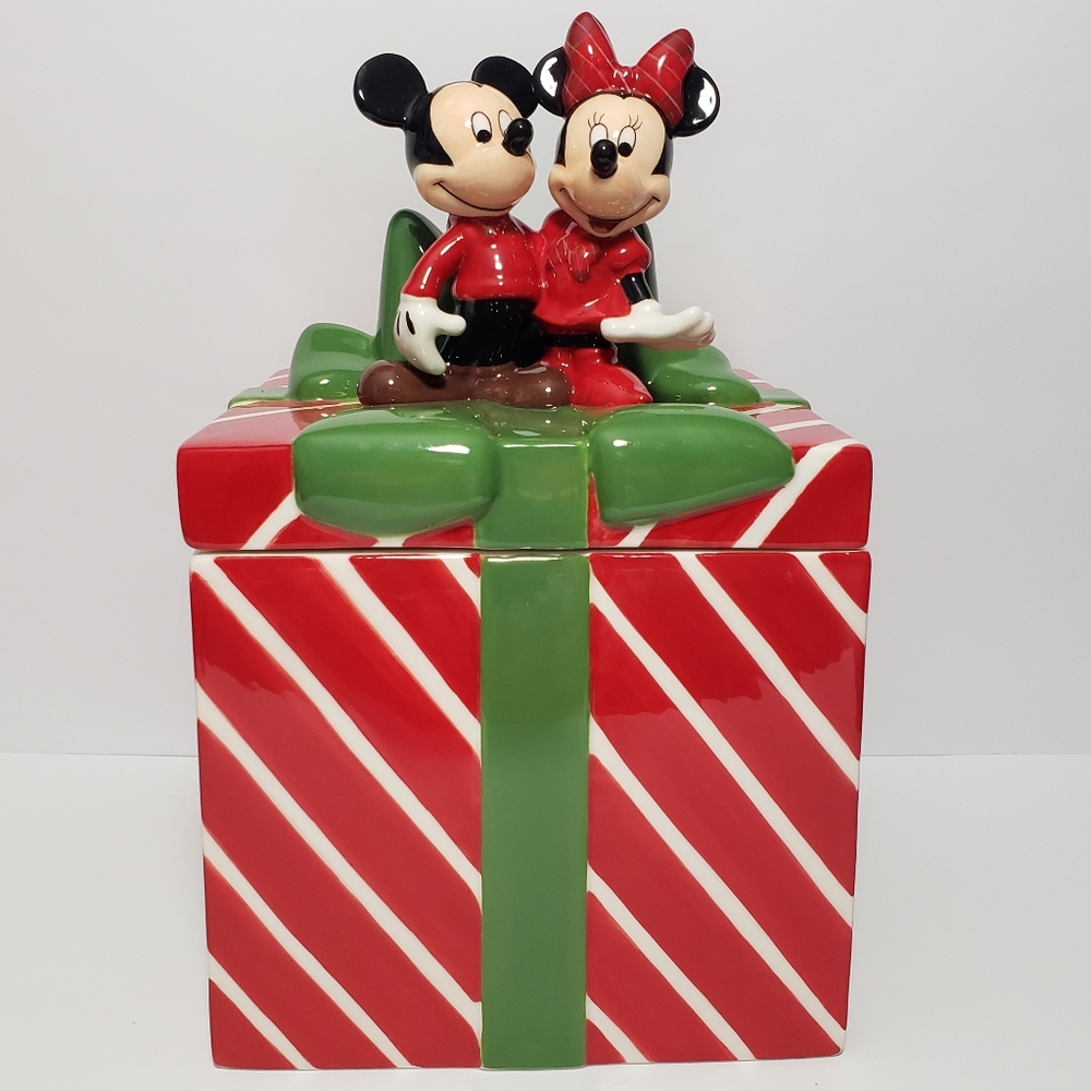 Mickey & Minnie Mouse Disney Store Cookie Jar Christmas Gift Present Canister
